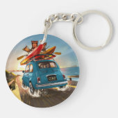 Blue Fiat Car Schlüsselanhänger (Rückseite)