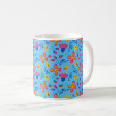 Blue Fiesta Floral Maßgeschneiderte erste Kaffeetasse (VorderseiteRechts)