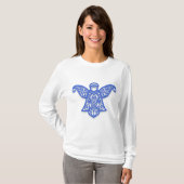 Blue Filigree Angel Silhouette Ornate Lace T-Shirt (Vorne ganz)