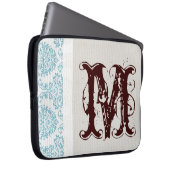 Blue Filigree Damask Monogram 15" Notebook-Gehäuse Laptopschutzhülle (Vorne Rechts)