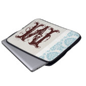 Blue Filigree Damask Monogram 15" Notebook-Gehäuse Laptopschutzhülle (Vorne Knopf)