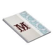 Blue Filigree Damask Monogram, erstes Notenbuch Notizblock (Rechte Seite)
