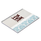 Blue Filigree Damask Monogram, erstes Notenbuch Notizblock (Linke Seite)