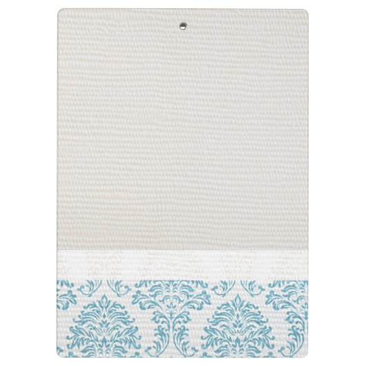 Blue Filigree Damask Monogram Initial Clip Board Klemmbrett (Rückseite)
