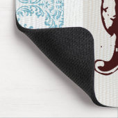 Blue Filigree Damask Monogram Initial Mouse Pad Mousepad (Ecke)