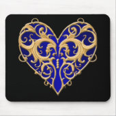 Blue Filigree Heart Mouse Pad Mousepad (Vorne)