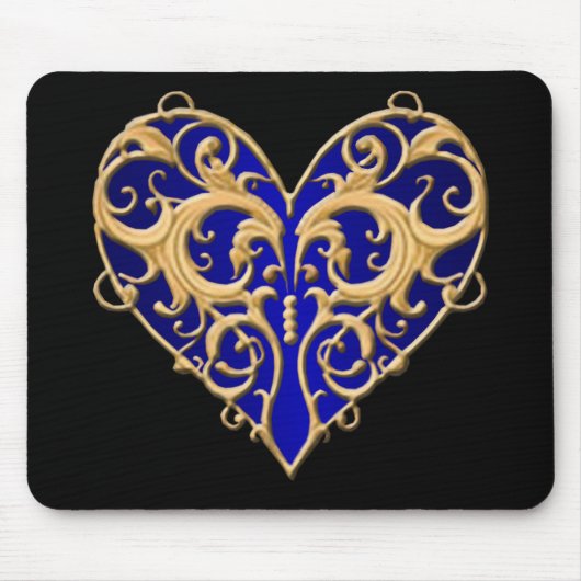 Blue Filigree Heart Mouse Pad Mousepad (Vorne)