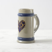 Blue Filigree Heart Stein Bierglas (VorderseiteRechts)