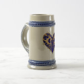 Blue Filigree Heart Stein Bierglas (Vorderseite Links)