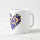 Blue Filigree Heart Tasse (Vorderseite Rechts)
