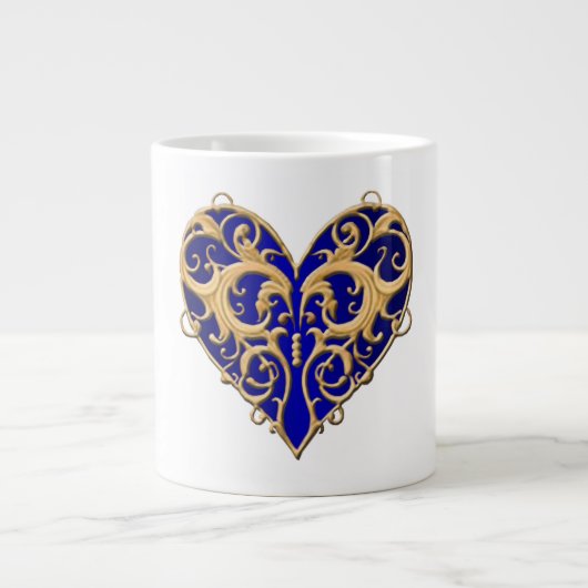 Blue Filigree Heart Tasse (Vorderseite)