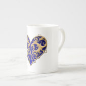 Blue Filigree Heart Tasse (Vorderseite Rechts)
