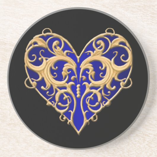 Blue Filigree Heart Untersetzer (Vorne)