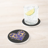 Blue Filigree Heart Untersetzer (Seite)