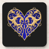 Blue Filigree Heart Untersetzer (Vorderseite)