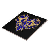 Blue Filigree Herz Tile Fliese (Seite)