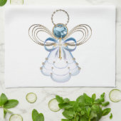 Blue Filigree Weihnachtsengel des Glaubens Geschirrtuch (Gefaltet)