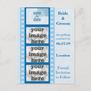 Blue Film Strip Save the Date Foto Postkarten