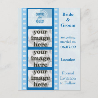 Blue Film Strip Save the Date Foto Postkarten