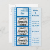 Blue Film Strip Save the Date Foto Postkarten (Vorne/Hinten)