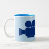 BLUE FILMKAMERA-ILLUSTRATION FÜR FILMBUFFS ZWEIFARBIGE TASSE (Links)