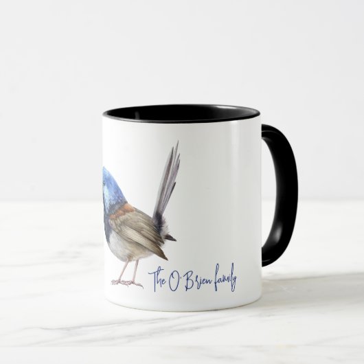 Blue Finch Bird customisable  Tasse (VorderseiteRechts)