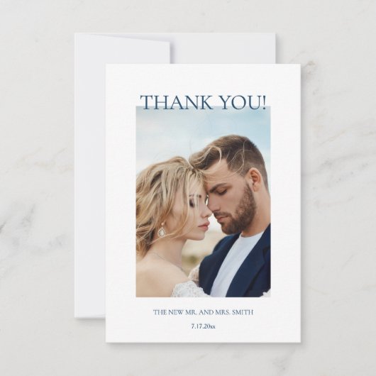 Blue Fine Art Flowers Wedding Thank You Card Dankeskarte (Vorderseite)