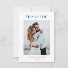 Blue Fine Art Flowers Wedding Thank You Card Dankeskarte