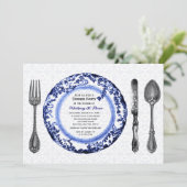 Blue Fine Dining Party Einladung (Stehend Vorderseite)