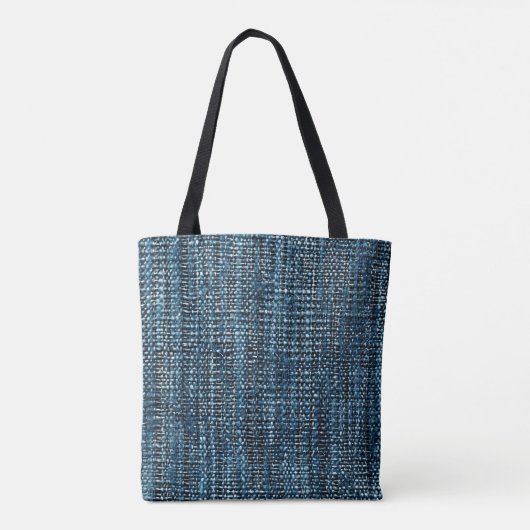 Blue Fine Woven Fabric Tote Bag Tasche (Rückseite)