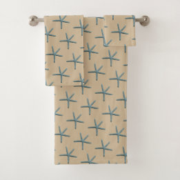 Blue Finger Starfish Muster auf Sand Badhandtuch Set