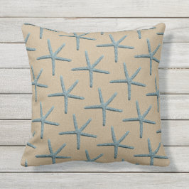 Blue Finger Starfish Muster auf Sand gefärbt Kissen