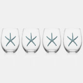 Blue Finger Starfish Weinglas Ohne Stiel (Vorderseite)