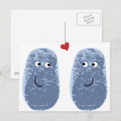 Blue Fingerprint Pair Postkarte (Vorne/Hinten)