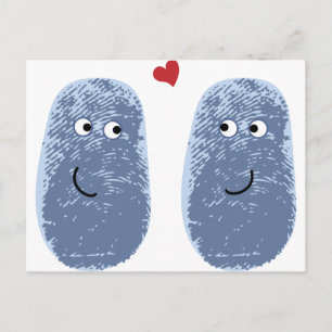 Blue Fingerprint Pair Postkarte