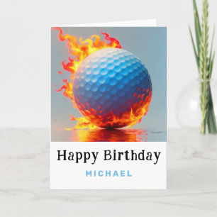 *~*Blue Fire Flame AP94 Golf Ball Geburtstagskarte Dankeskarte