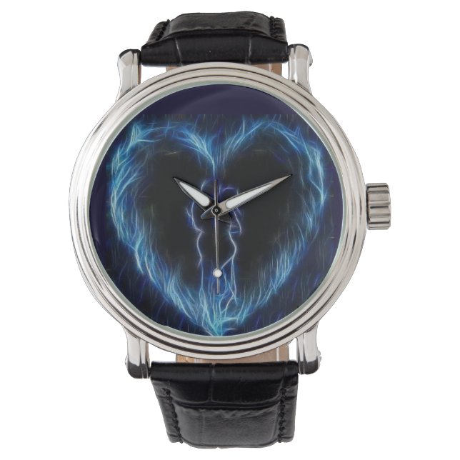 Blue Fire Heart Watch Armbanduhr (Vorderseite)