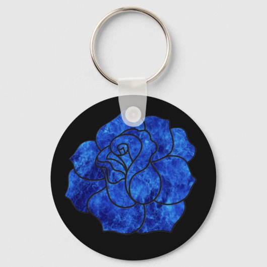Blue Fire Rose Schlüsselanhänger (Vorderseite)