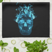 Blue Fire Skull Kitchtuch Handtuch (Gefaltet)