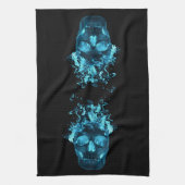 Blue Fire Skull Kitchtuch Handtuch (Vertikal)