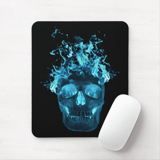 Blue Fire Skull Mouse Pad Mousepad (Mit Mouse)