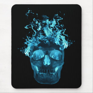 Blue Fire Skull Mouse Pad Mousepad