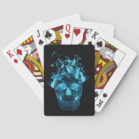 Blue Fire Skull Playing Cards Spielkarten (Rückseite)