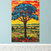 Blue Fire Tree Leinwanddruck (Insitu (Holzboden))
