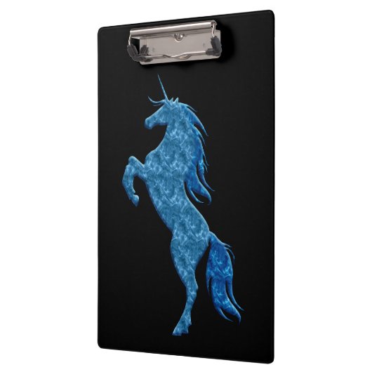 Blue Fire Unicorn Clipboard Klemmbrett (Links)