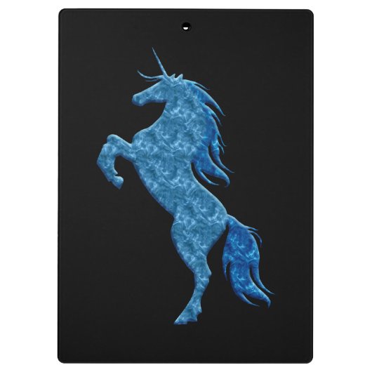 Blue Fire Unicorn Clipboard Klemmbrett (Rückseite)
