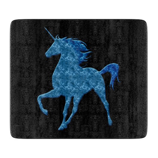 Blue Fire Unicorn Cutting Board Schneidebrett (Vorderseite)