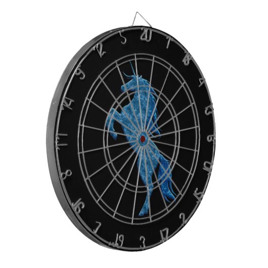 Blue Fire Unicorn Dart Board Dartscheibe (Vorderseite Links)