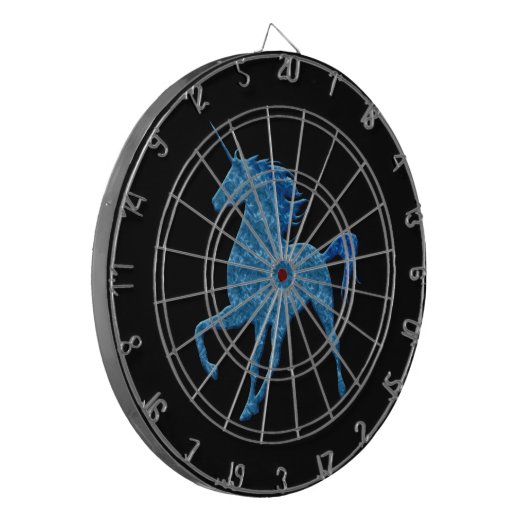 Blue Fire Unicorn Dart Board Dartscheibe (Vorderseite Links)