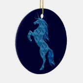 Blue Fire Unicorn Rund Ornament (Rechts)